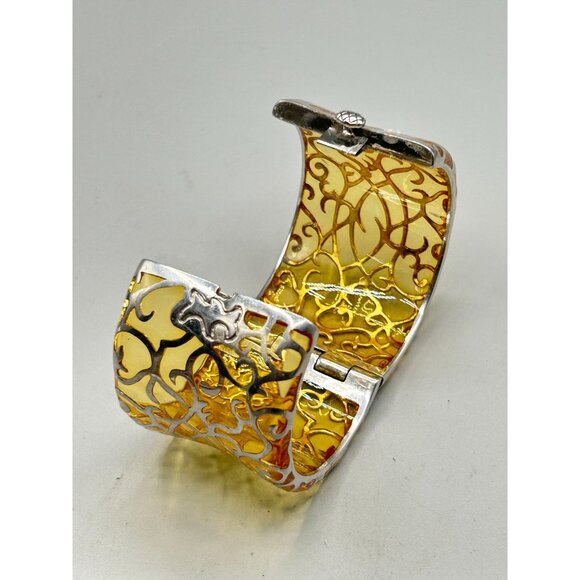 Angelique De Paris Designer Wide Bracelet Hinged Bangle Sterling Silver 925 - Picture 7 of 11